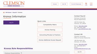 Kronos Information - Clemson University