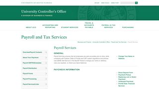 Payroll Services - University of South Florida
