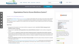 Organizations Flock to Kronos Workforce Central 7 | Business Wire