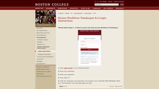 Kronos Workforce Timekeeper 8.0 Login Instructions - Boston College