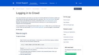 Logging in to Crowd - Atlassian Documentation