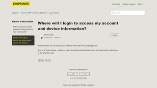 Where will I login to access my account and device ... - Kryptonite
