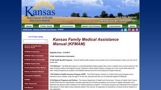 Kansas Department of Health and Environment - KHAP - KDHE