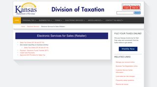 Kansas Department of Revenue - Electronic Services for Sales (Retailer)
