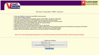 KSBCL e-Payment - Vijaya Bank