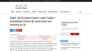 KSET 2018 Admit Card / Hall Ticket – Download Online @ www.kset ...