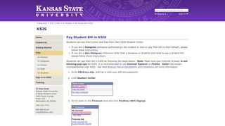 Pay Student Bill in KSIS - Kansas State University