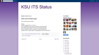 KSU ITS Status: ISIS and K-State login
