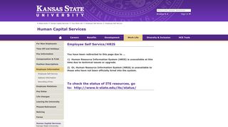 Employee Self Service/HRIS - Kansas State University