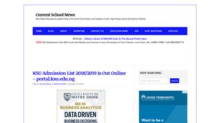 KSU Admission List 2018/2019 is Out Online - portal.ksu.edu.ng ...
