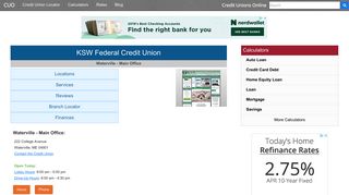 KSW Federal Credit Union - Waterville, ME - Credit Unions Online