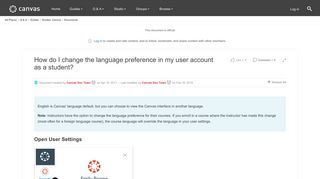 How do I change the language preference in my u... | Canvas LMS ...