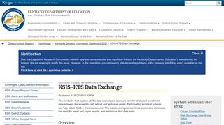 KSIS-KTS Data Exchange - Kentucky Department of Education