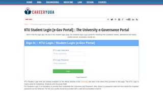 KTU Student Login [e-Gov Portal] : The University e-Governance Portal