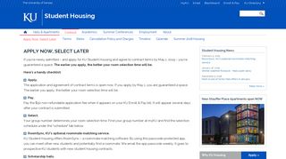 Apply Now, Select Later | Student Housing - KU Student Housing