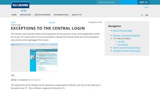 Exceptions to the Central Login – ICTS - KU Leuven