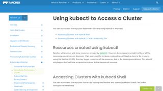 Using kubectl to Access a Cluster - Rancher Labs