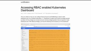 Accessing RBAC enabled Kubernetes Dashboard | unofficialism