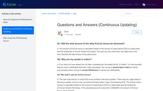 Questions and Answers (Continuous Updating) – KuCoin Help Center