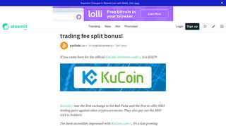 KuCoin Invitation Code 2018 - 40% trading fee split bonus! — Steemit