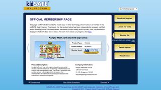 Kungfu-Math.com (student login area) is certified by the kidSAFE Seal ...