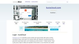 Kuracloud.com website. Login - kuraCloud.