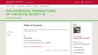 Philosophical Transactions of the Royal Society B: Biological Sciences ...