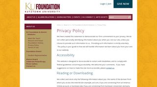 Privacy Policy - Kutztown University Foundation and Alumni Relations