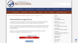 Public Notification Sign-Up Form | Borough of Kutztown, Pennsylvania