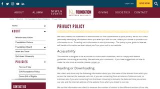 Privacy Policy - Kutztown University Foundation and Alumni Relations