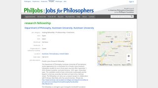 research fellowship, Kutztown University - PhilJobs:JFP
