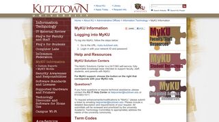 MyKU Information - Kutztown University