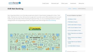 KVB Net Banking | Karur Vysya Bank Internet Banking - Paisabazaar ...