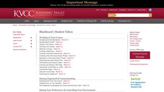 Blackboard Tutorials for KVCC Students
