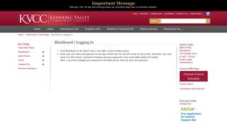 Blackboard Logging In - Kennebec Valley Community College