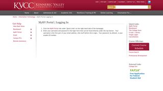 MyKV Portal | Logging In - Kennebec Valley Community College