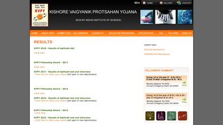 Results - Kishore Vaigyanik Protsahan Yojana (KVPY) - Scholarships ...