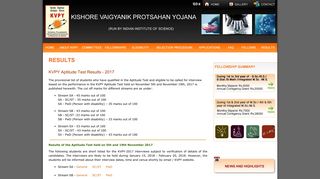 KVPY Aptitude Test Results - 2017 - Kishore Vaigyanik Protsahan ...