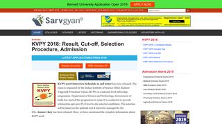 KVPY 2018: Result, Cut-off, Selection Procedure, Admission - SarvGyan