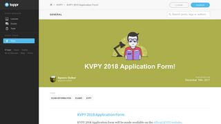 KVPY 2018 Application Form is Out - Apply for KVPY here! - Toppr
