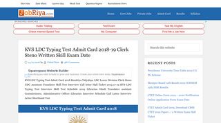 KVS LDC Typing Test Admit Card 2018-19 Clerk Steno Written Skill ...