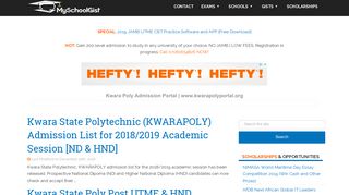 Kwara Poly Admission Portal | www.kwarapolyportal.org News