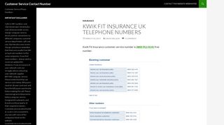 Kwik Fit Insurance UK Telephone Numbers - Customer Service ...