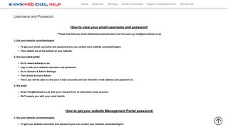Username And Password | General Information | Kwikwap Email Help ...