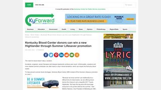 Kentucky Blood Center donors can win a new Highlander through ...