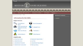 Public Information for the Public - Kentucky Court of Justice