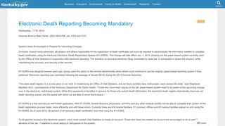 Electronic Death Reporting Becoming Mandatory - Kentucky.gov