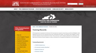 Training Records - Kentucky Fire Commission - KCTCS
