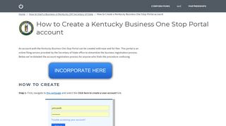 How to Create a Kentucky Business One Stop Portal account |