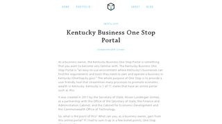 Kentucky Business One Stop Portal — Nathan Lee, MBA